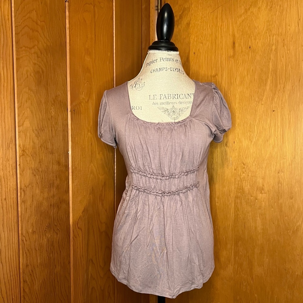 Comfy Taupe Top with Gathering